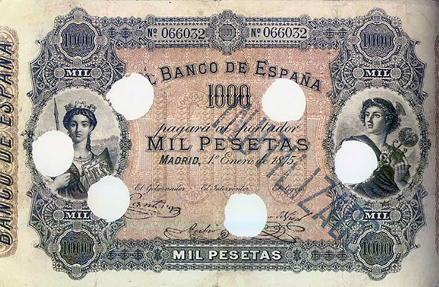 Front of Spain p10a: 1000 Pesetas from 1875