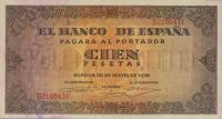 Gallery image for Spain p113a: 100 Pesetas from 1938