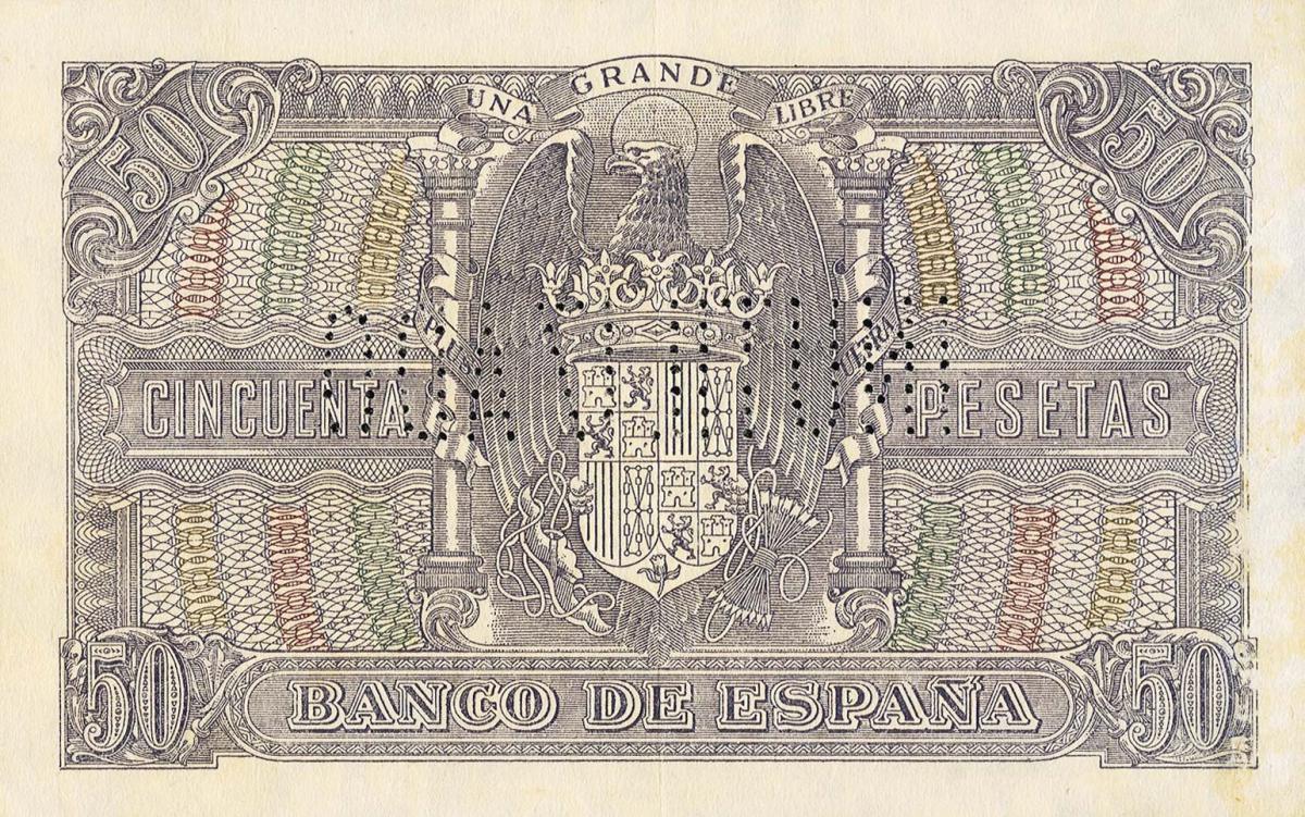 Back of Spain p117s: 50 Pesetas from 1940