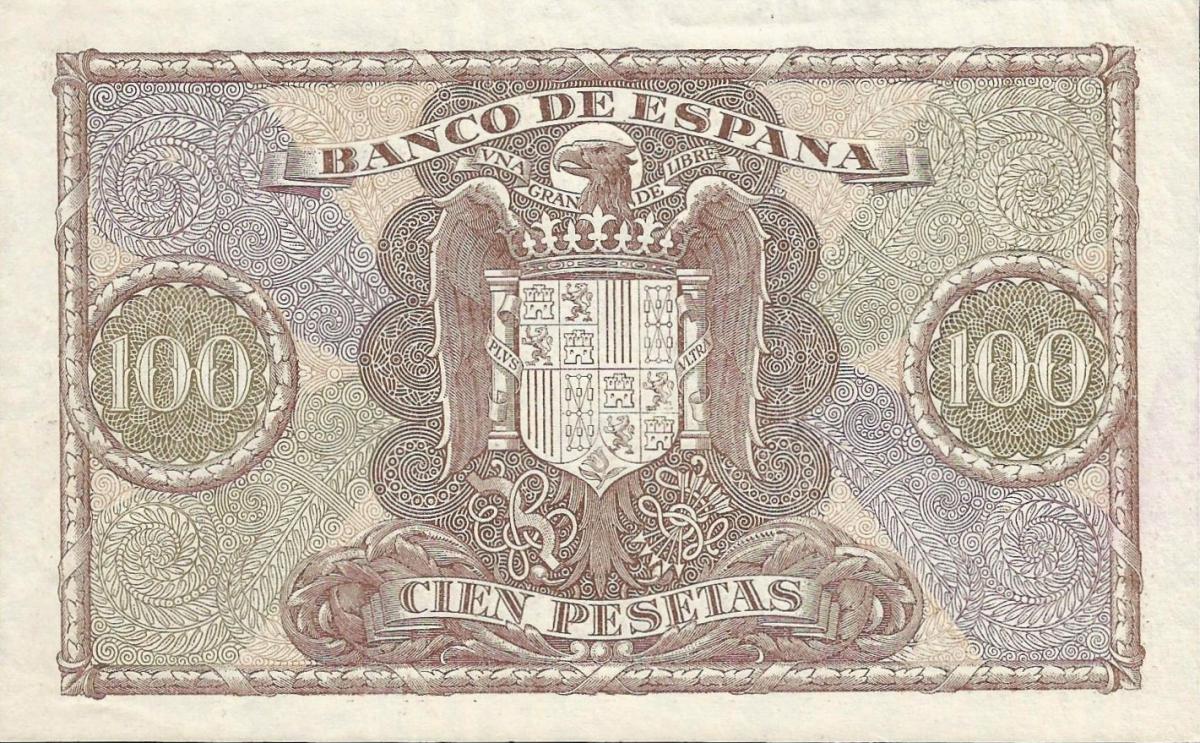 Back of Spain p118a: 100 Pesetas from 1940