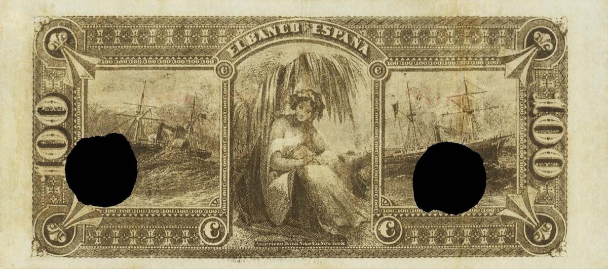Back of Spain p11x: 100 Pesetas from 1876