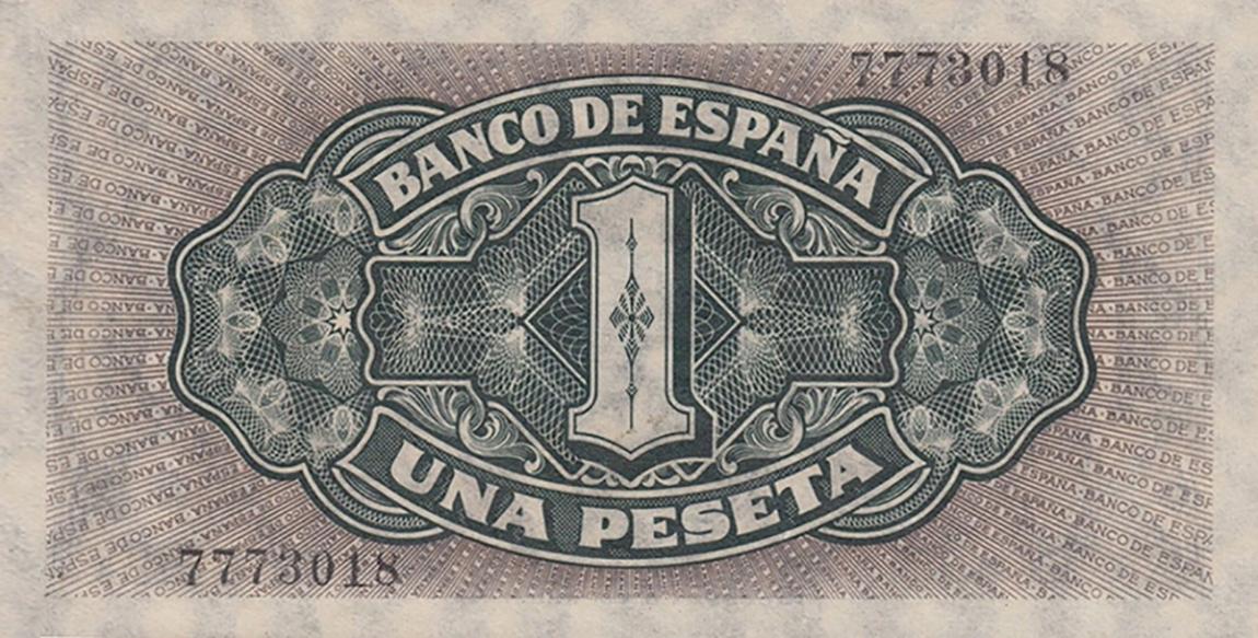 Back of Spain p122a: 1 Peseta from 1940