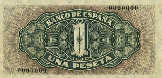 Back of Spain p122s: 1 Peseta from 1940