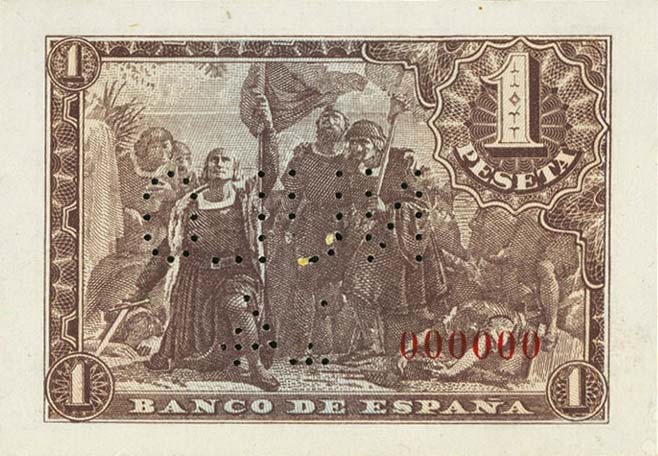 Back of Spain p126s: 1 Peseta from 1943