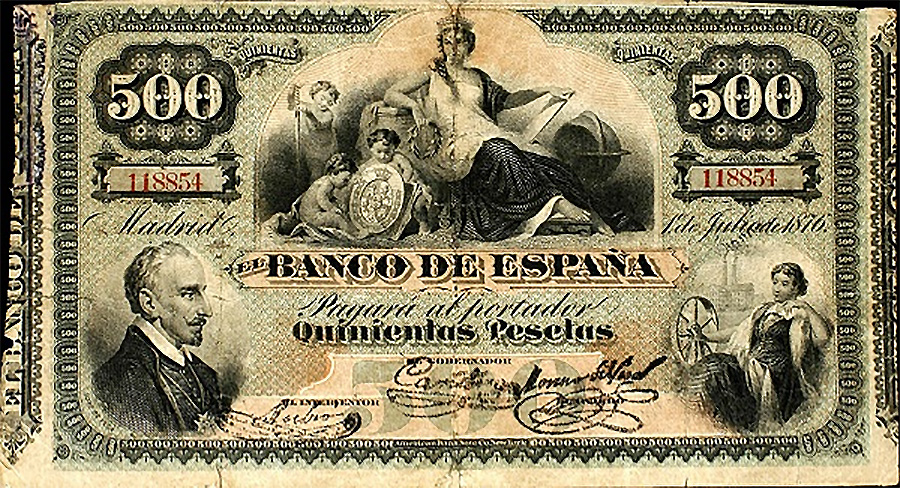 Front of Spain p12: 500 Pesetas from 1876