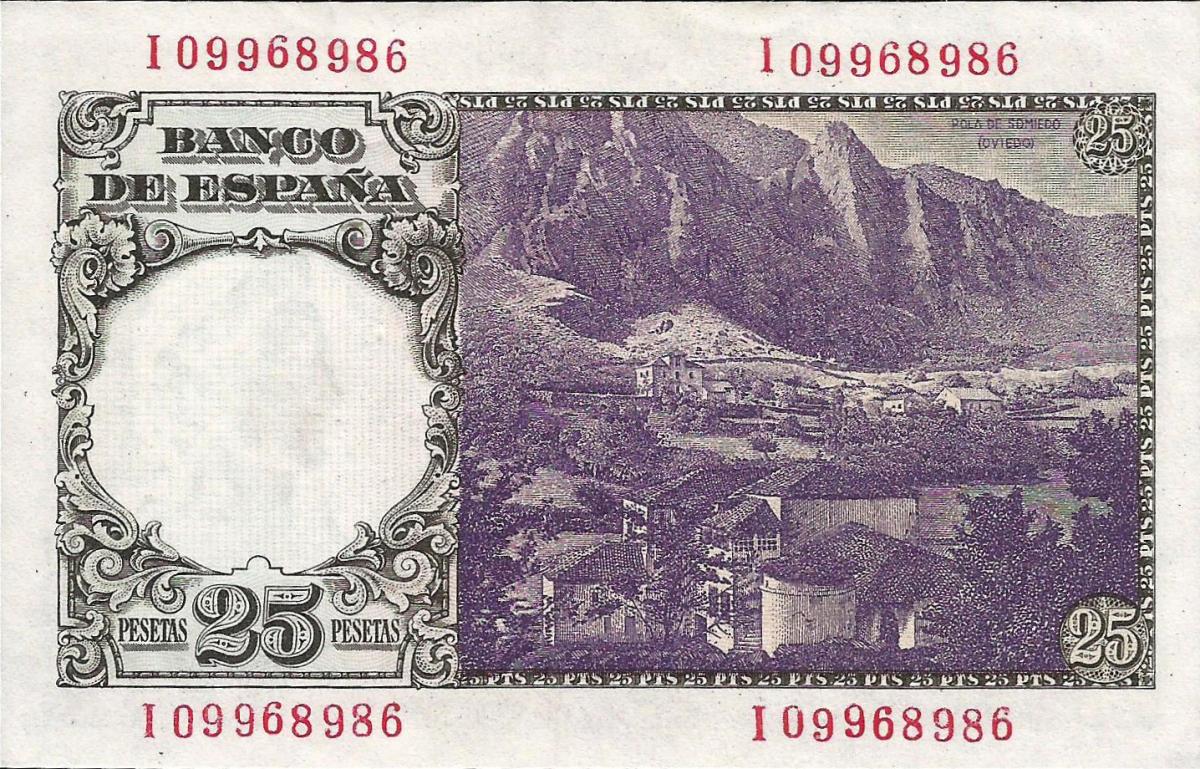 Back of Spain p130a: 25 Pesetas from 1946