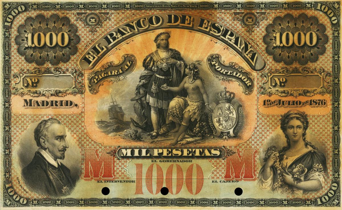 Front of Spain p13p: 1000 Pesetas from 1876