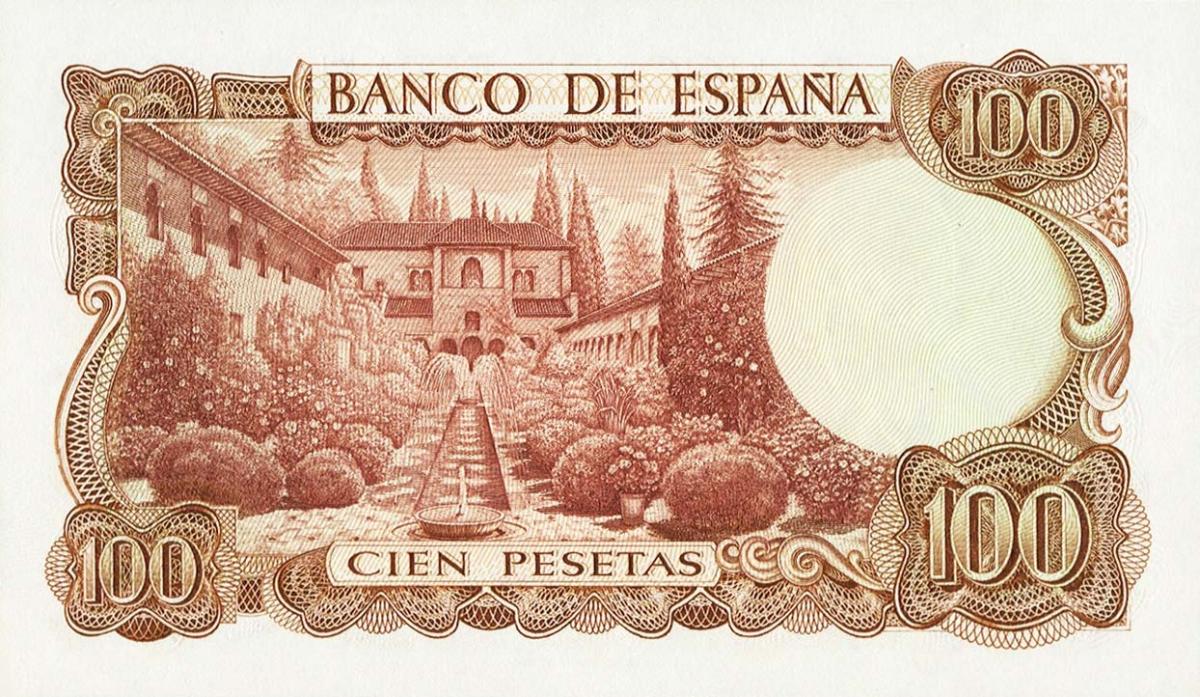 Back of Spain p152s: 100 Pesetas from 1970