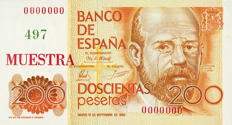 Front of Spain p156s: 200 Pesetas from 1980