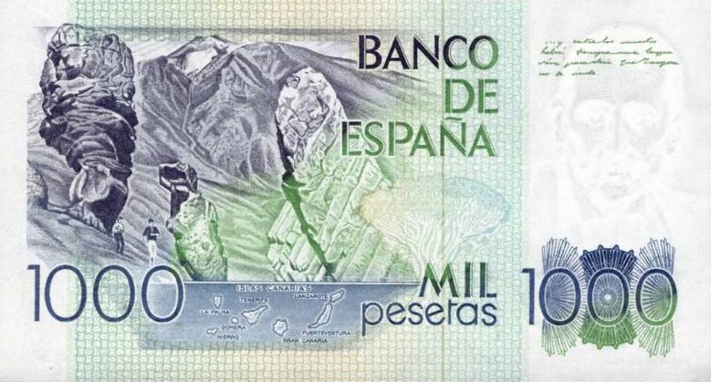 Back of Spain p158a: 1000 Pesetas from 1979