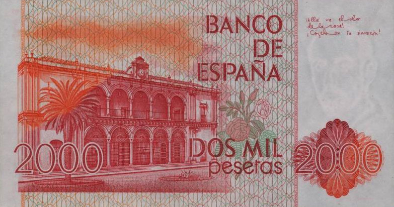 Back of Spain p159a: 2000 Pesetas from 1980