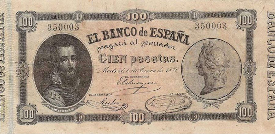 Front of Spain p15: 100 Pesetas from 1878
