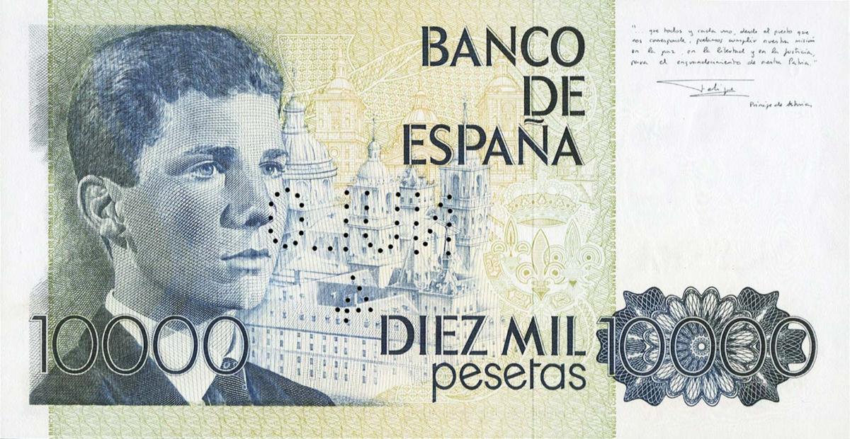 Back of Spain p161s: 10000 Pesetas from 1985