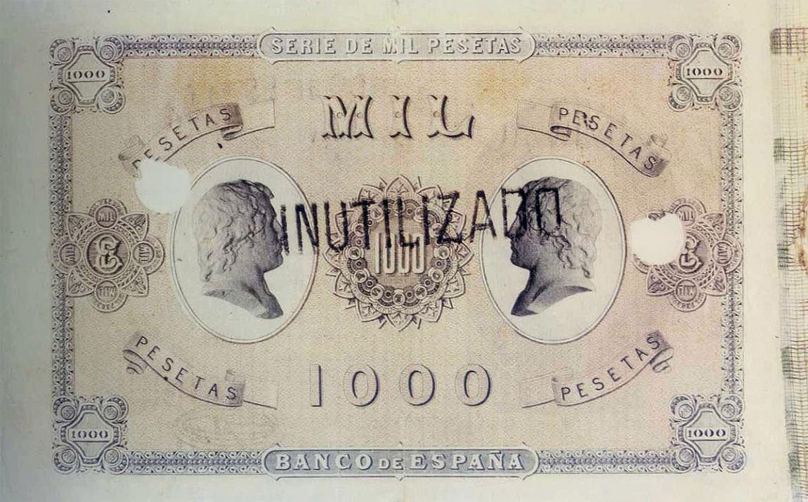 Back of Spain p19: 1000 Pesetas from 1878