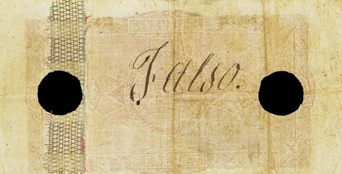 Back of Spain p20x: 50 Pesetas from 1880