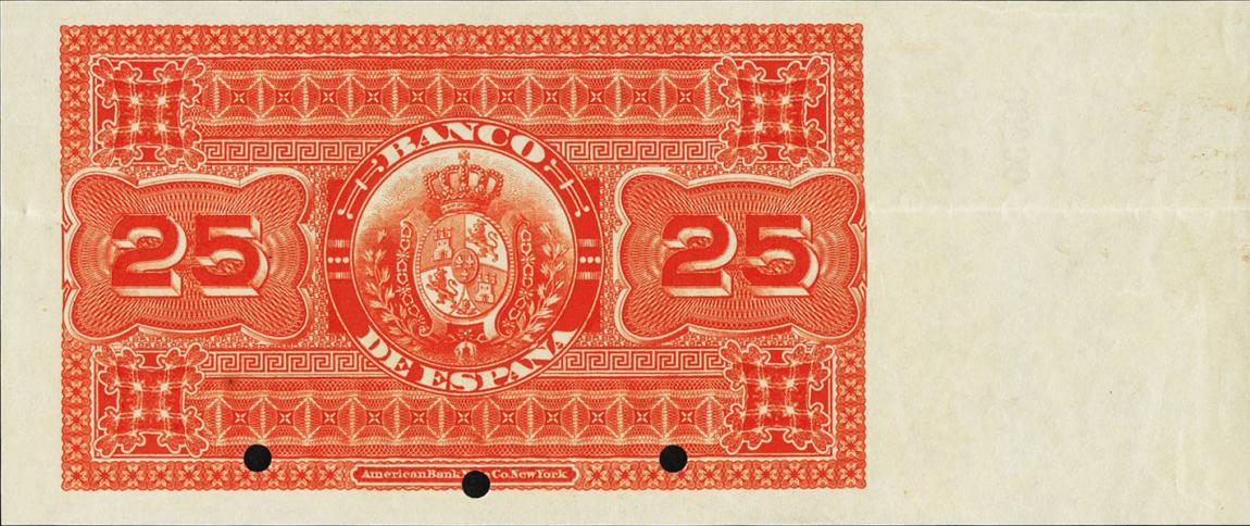 Back of Spain p24s: 25 Pesetas from 1884