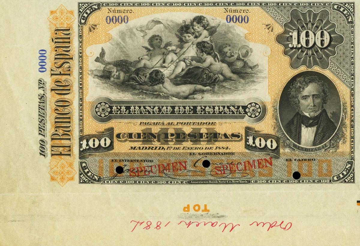 Front of Spain p26s: 100 Pesetas from 1884