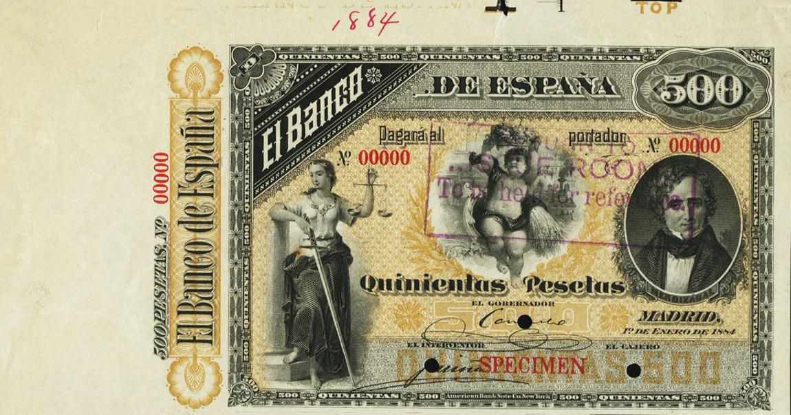 Front of Spain p27s: 500 Pesetas from 1884