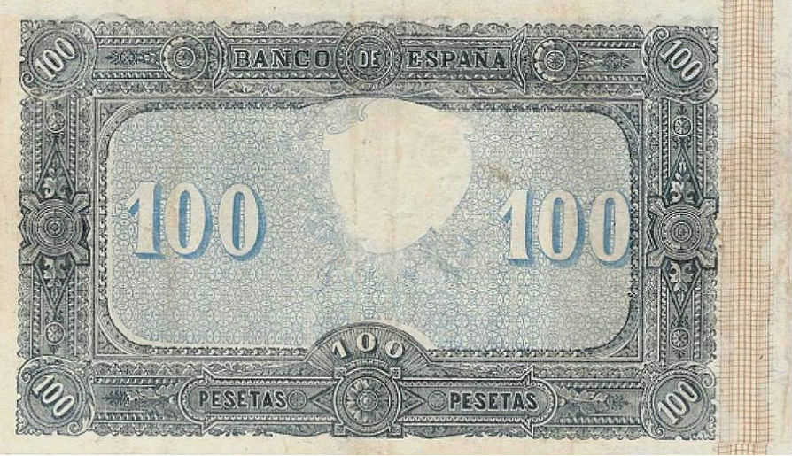 Back of Spain p36: 100 Pesetas from 1886
