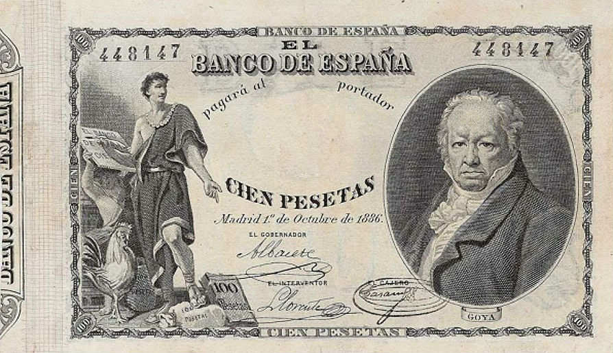 Front of Spain p36: 100 Pesetas from 1886