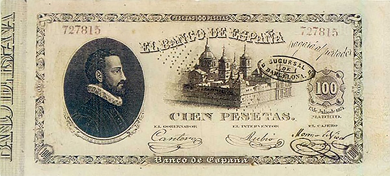 Front of Spain p3: 100 Pesetas from 1874