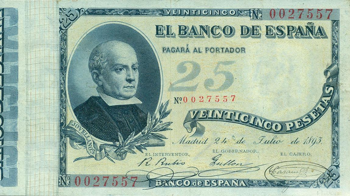 Front of Spain p42: 25 Pesetas from 1893