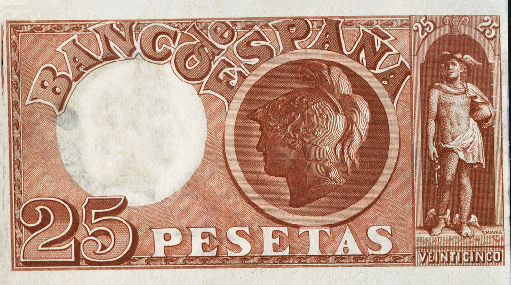 Back of Spain p49ct: 25 Pesetas from 1899