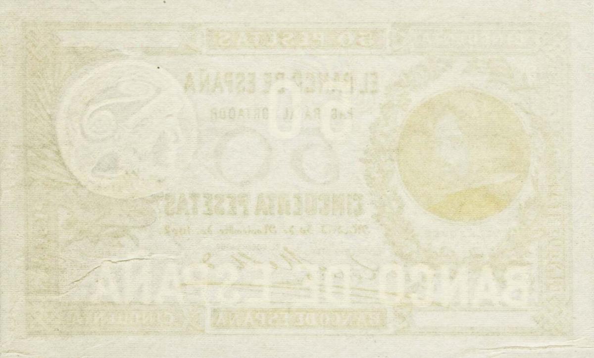 Back of Spain p52s: 50 Pesetas from 1902