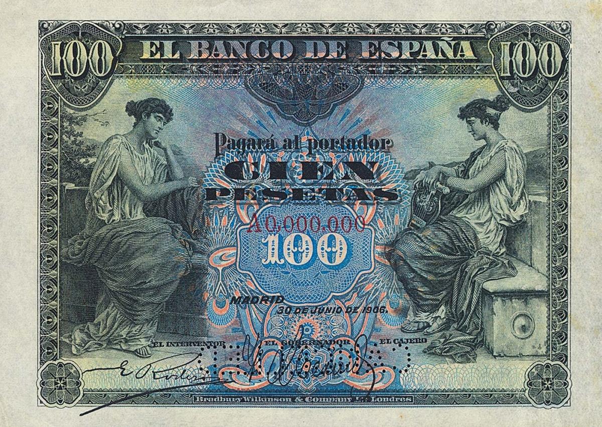 Front of Spain p59s: 100 Pesetas from 1906