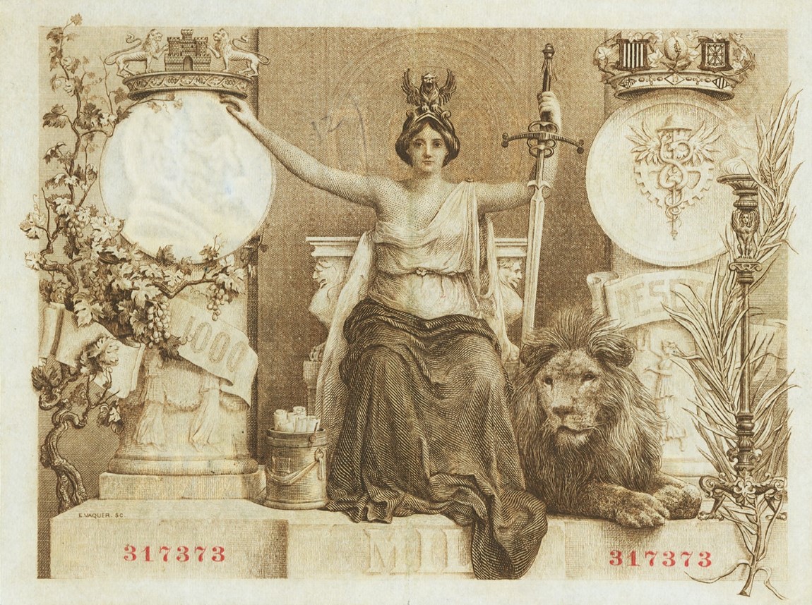 Back of Spain p61a: 1000 Pesetas from 1907