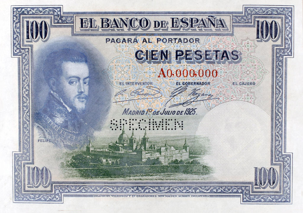 Front of Spain p69s: 100 Pesetas from 1925