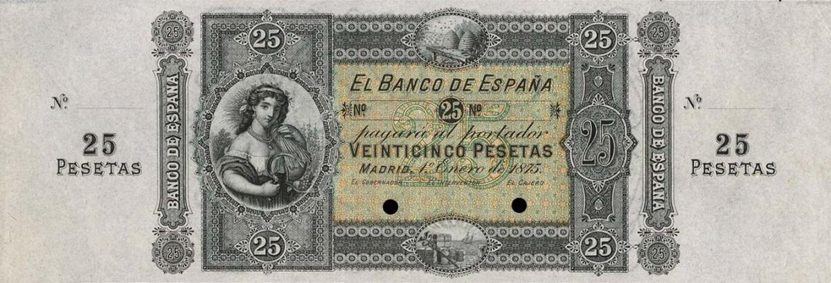 Front of Spain p6r: 25 Pesetas from 1875