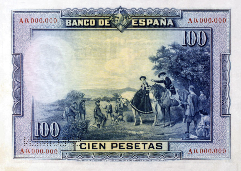 Back of Spain p76s: 100 Pesetas from 1928