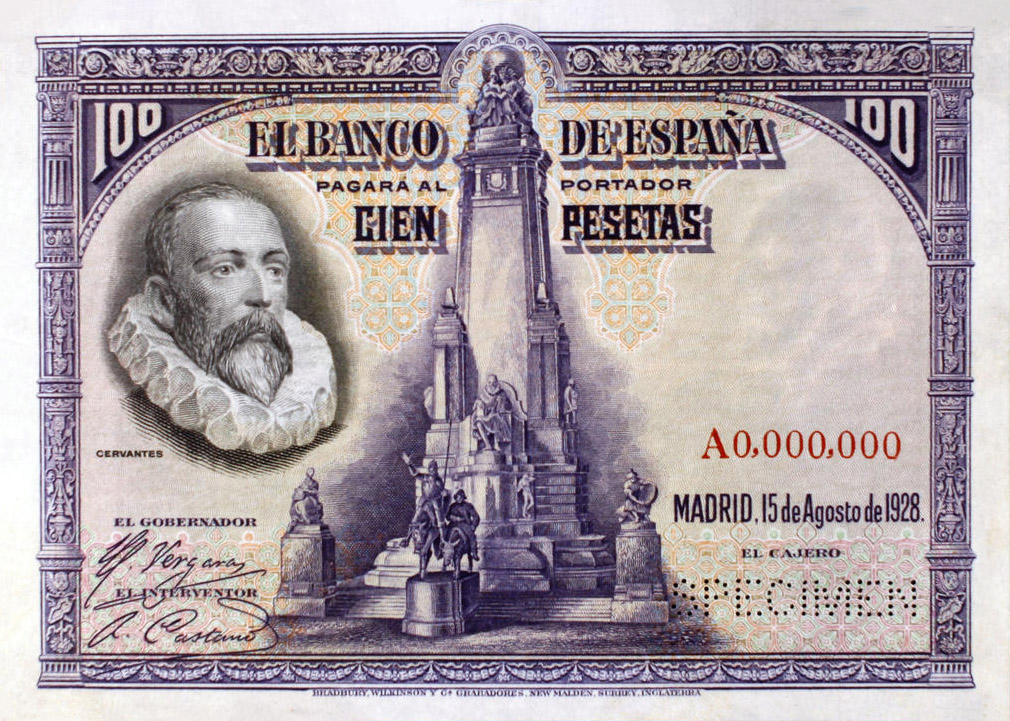 Front of Spain p76s: 100 Pesetas from 1928