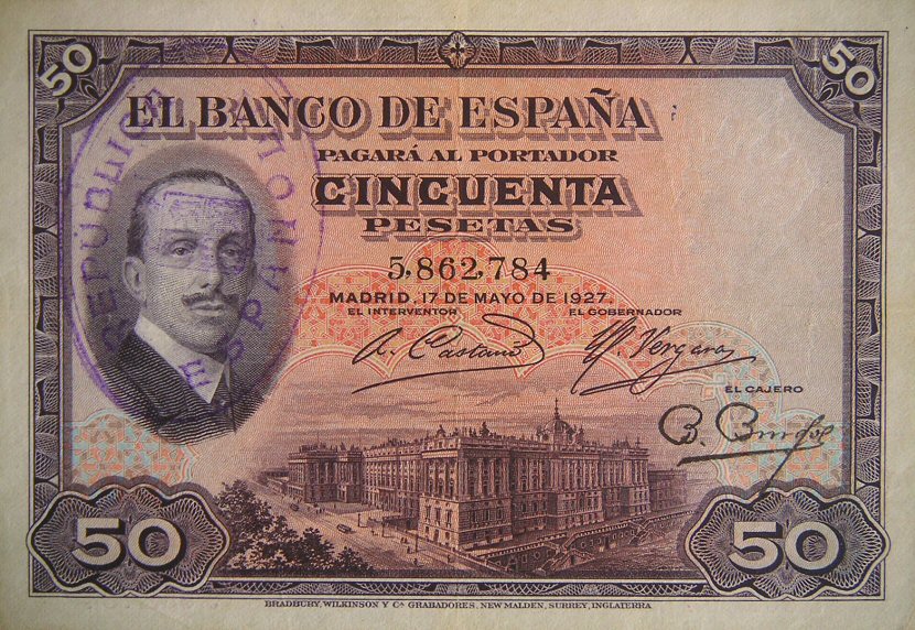 Front of Spain p80a: 50 Pesetas from 1931