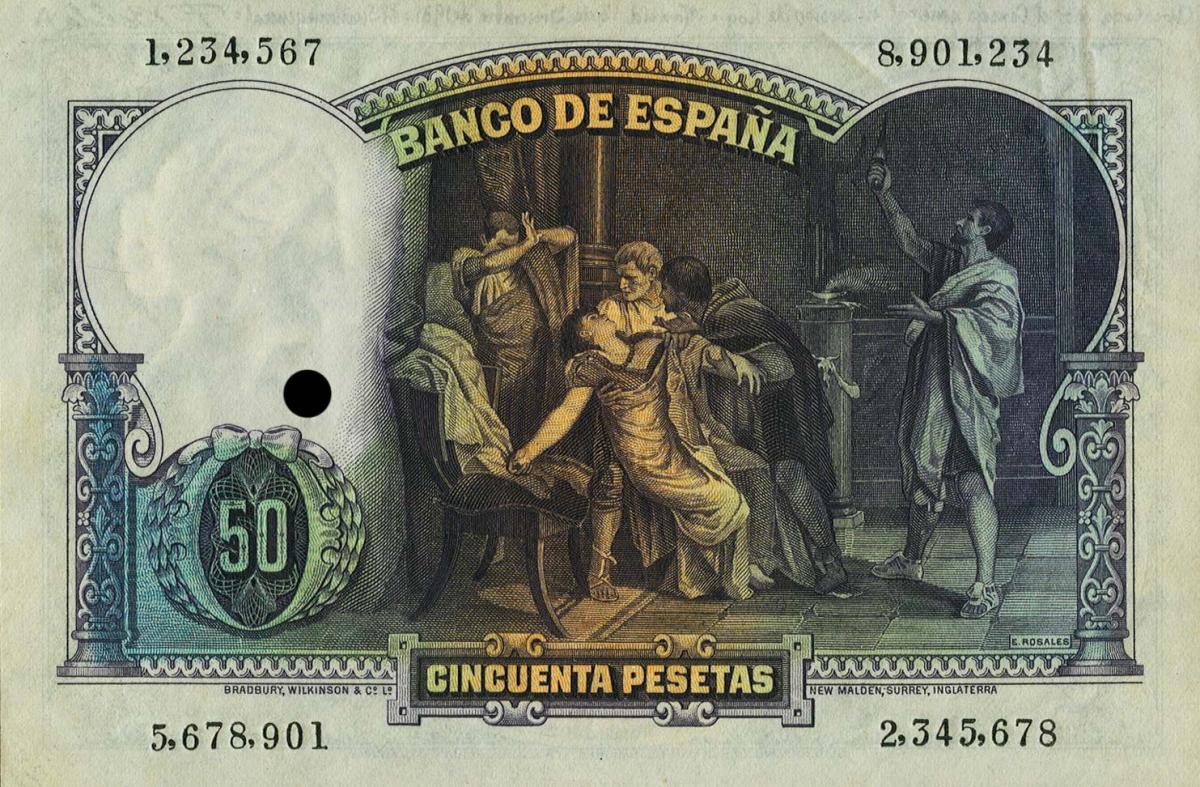 Back of Spain p82s: 50 Pesetas from 1931
