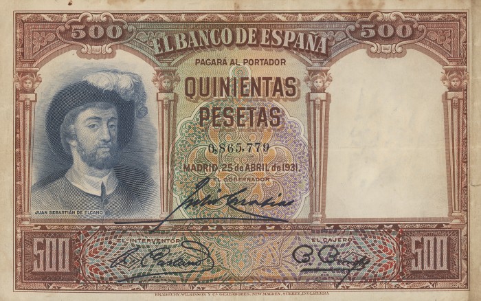 Front of Spain p84: 500 Pesetas from 1931