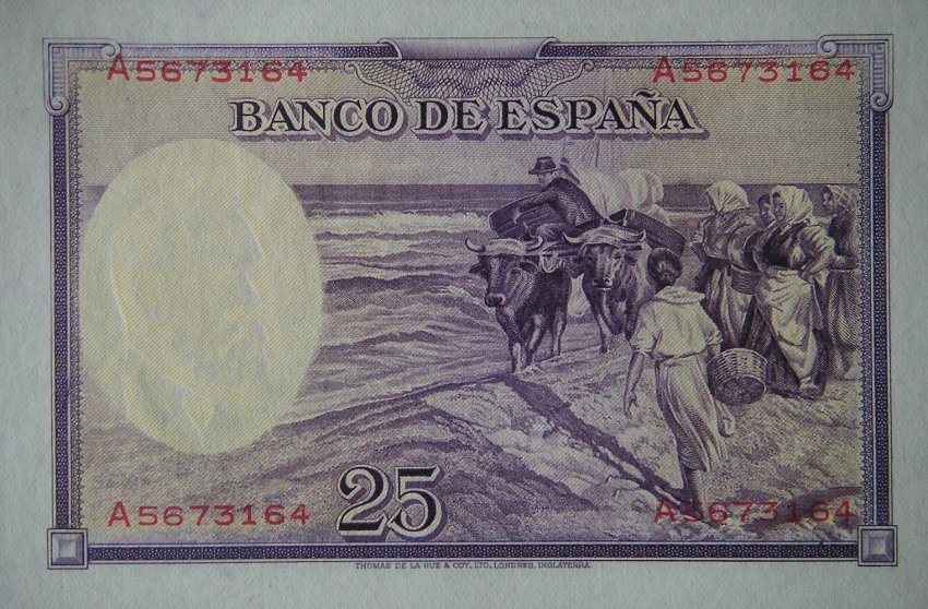 Back of Spain p87a: 25 Pesetas from 1936