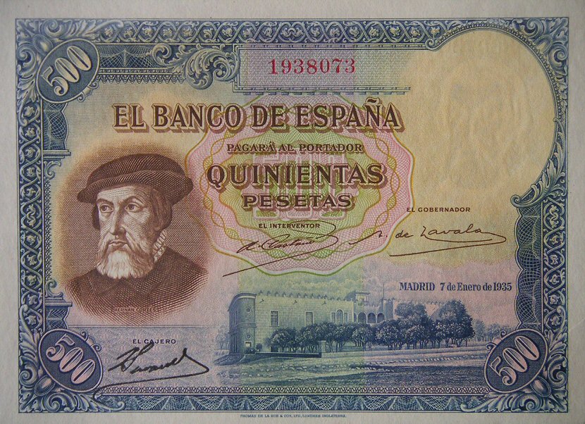 Front of Spain p89a: 500 Pesetas from 1935