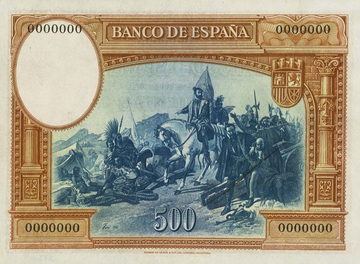 Back of Spain p89ct: 500 Pesetas from 1935