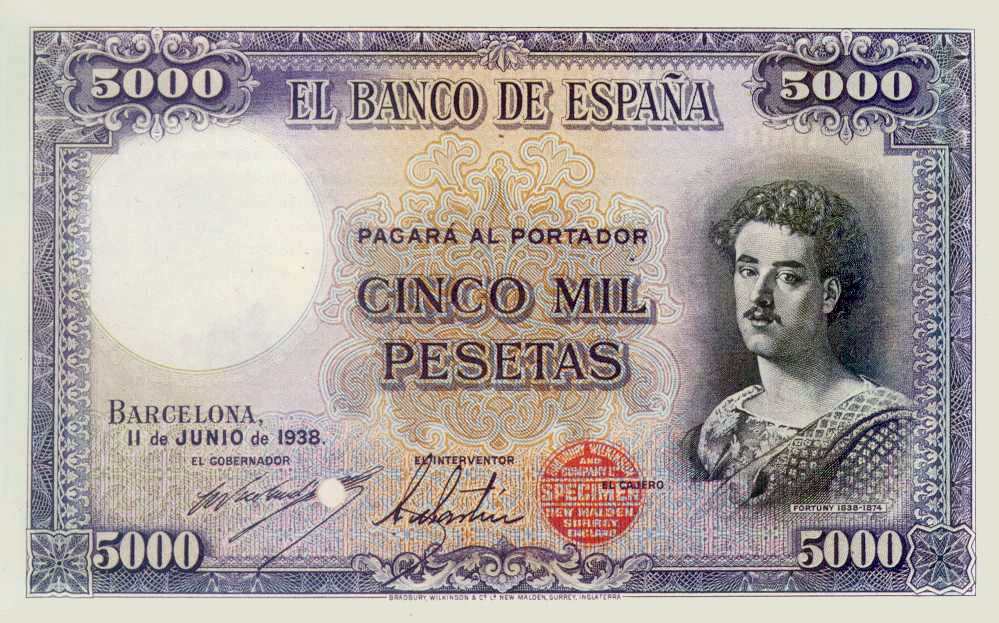 Front of Spain p92: 5000 Pesetas from 1938