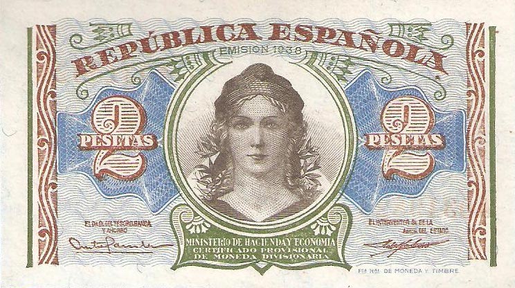 Front of Spain p95: 2 Pesetas from 1938