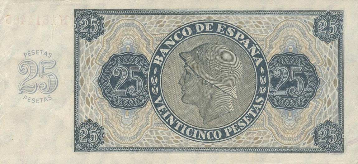 Back of Spain p99a: 25 Pesetas from 1936