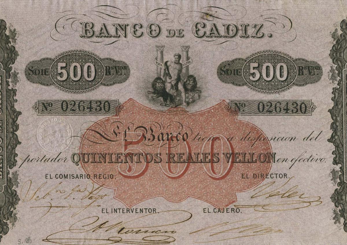 Front of Spain pS273: 500 Reales de Vellón from 1851