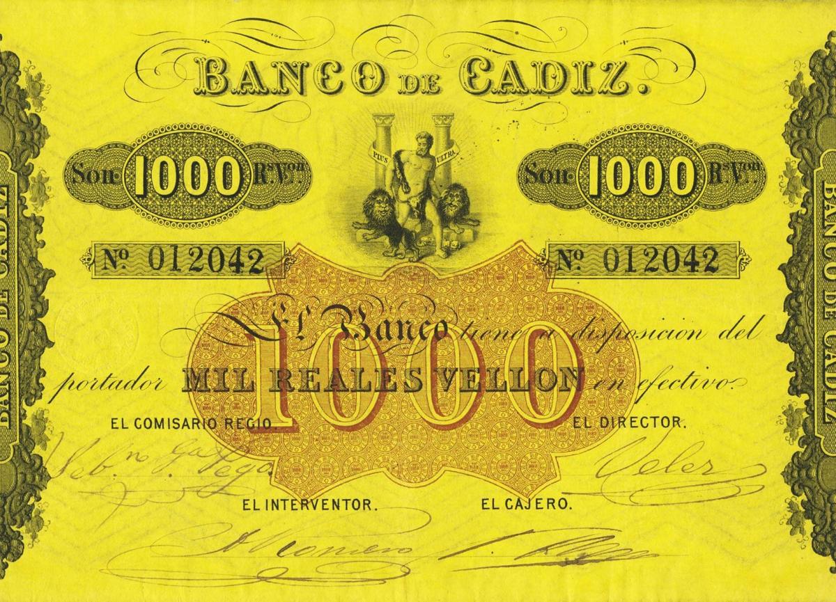 Front of Spain pS274: 1000 Reales de Vellón from 1847