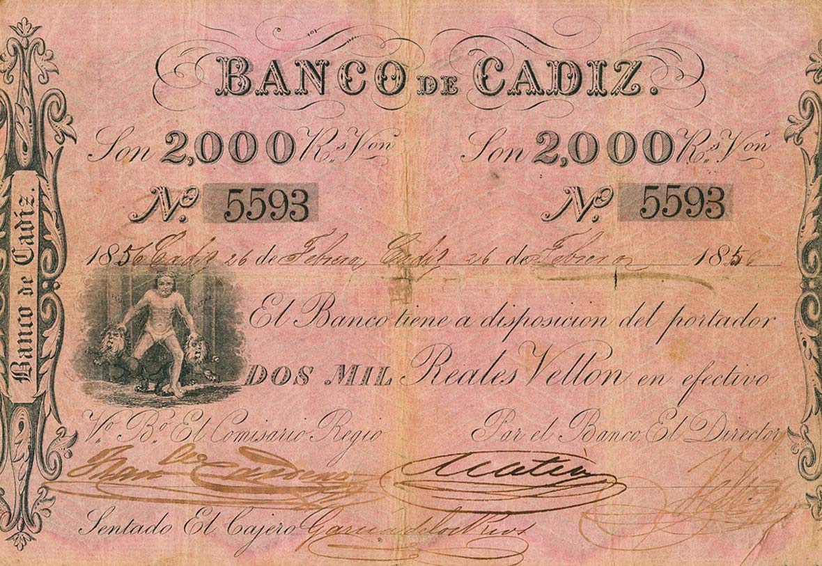 Front of Spain pS275: 2000 Reales de Vellón from 1847