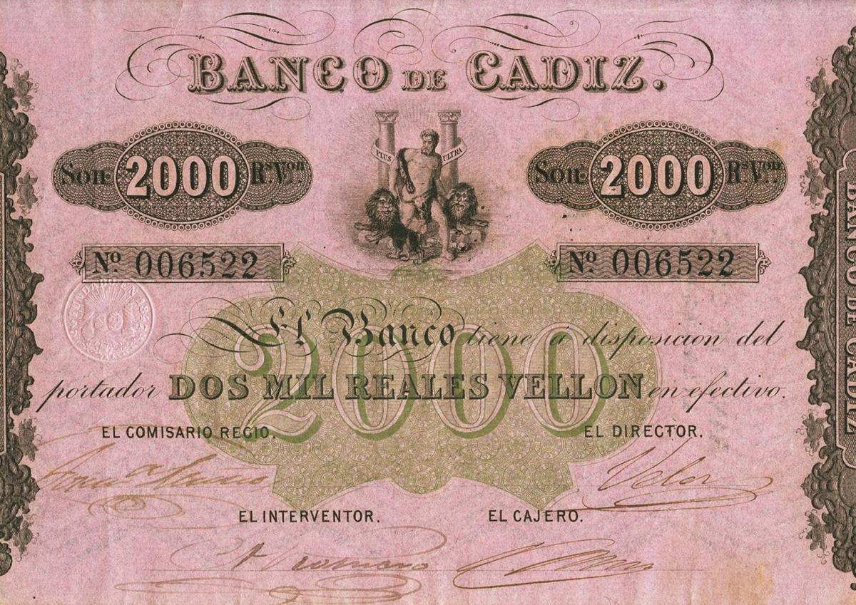 Front of Spain pS295: 2000 Reales de Vellón from 1863