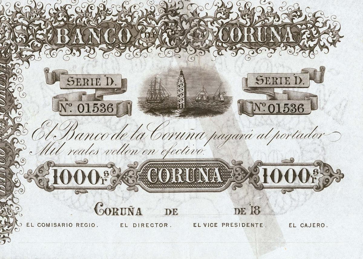 Front of Spain pS304r: 1000 Reales de Vellón from 1857