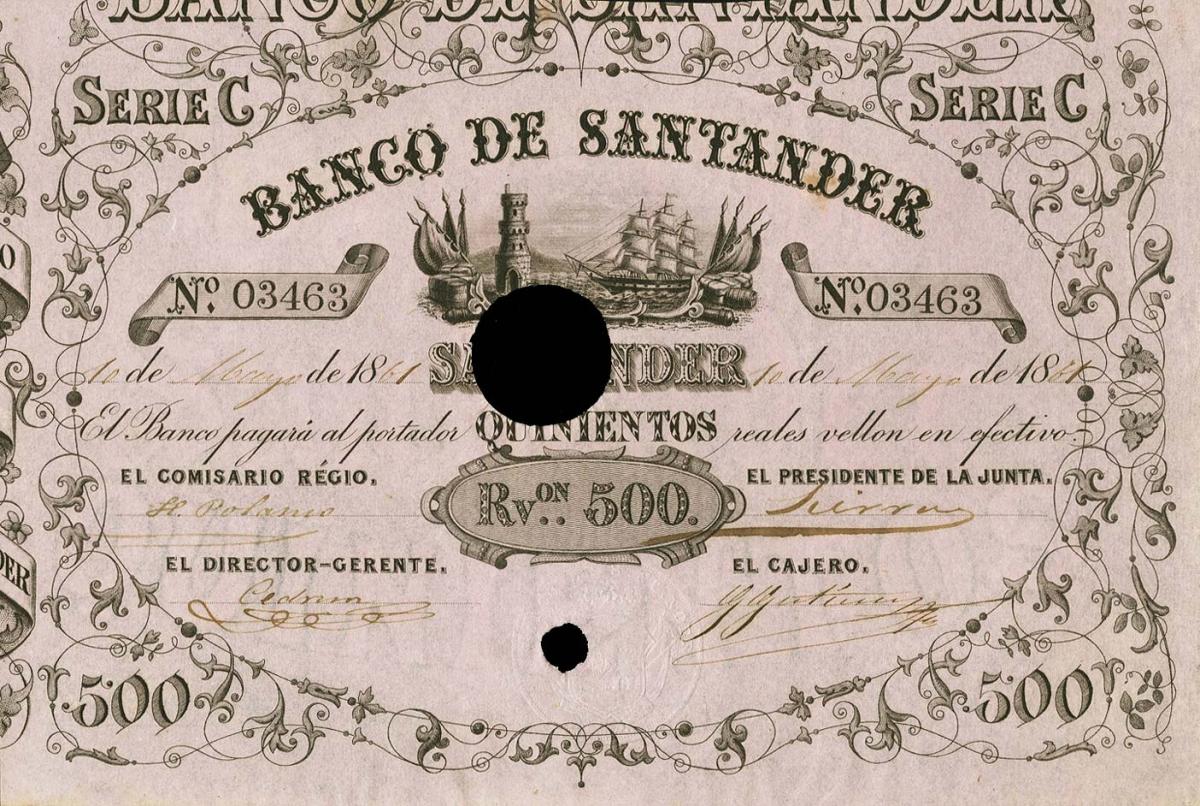 Front of Spain pS393: 500 Reales de Vellón from 1857