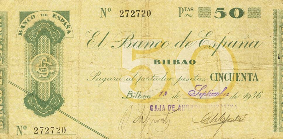 Front of Spain pS553: 50 Pesetas from 1936